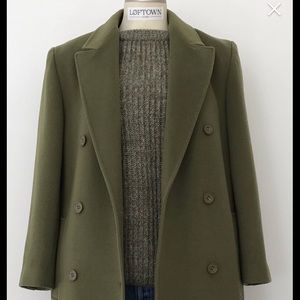 Green wool vintage trench coat